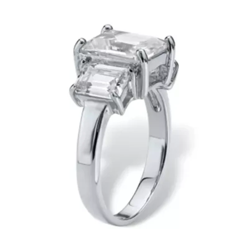 .925 Silver Simulated Birthstone 3-Stone Ring