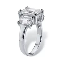 .925 Silver Simulated Birthstone 3-Stone Ring