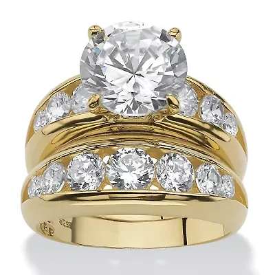 2 Piece 6.09 TCW CZ Bridal Ring Set Gold-Plated Sterling Silver