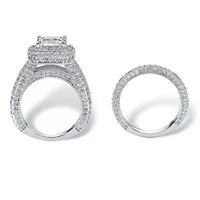 5.08 TCW Cubic Zirconia 2-Piece Bridal Set Platinum-plated Sterling Silver