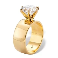 4.0 Cttw. Gold-Plated Sterling Silver Cubic Zirconia Solitaire Ring