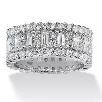4.80 TCW Baguette CZ Eternity Band Platinum-plated Sterling Silver