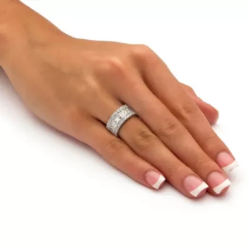 4.80 TCW Baguette CZ Eternity Band Platinum-plated Sterling Silver