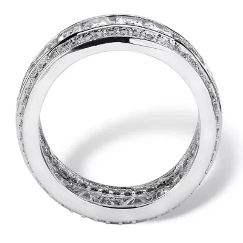 4.66 Cttw. Cubic Zirconia Platinum-plated Sterling Silver Eternity Ring