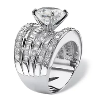 7.15 TCW CZ Multi-Row Engagement Ring Platinum-plated Sterling Silver