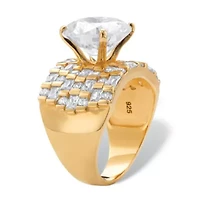 8.99 Cttw.18k Gold-plated Sterling Silver Round Cubic Zirconia Multi-Row Ring