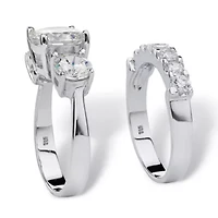 2 Piece 5.66 TCW CZ Bridal Ring Set Platinum-plated Sterling Silver