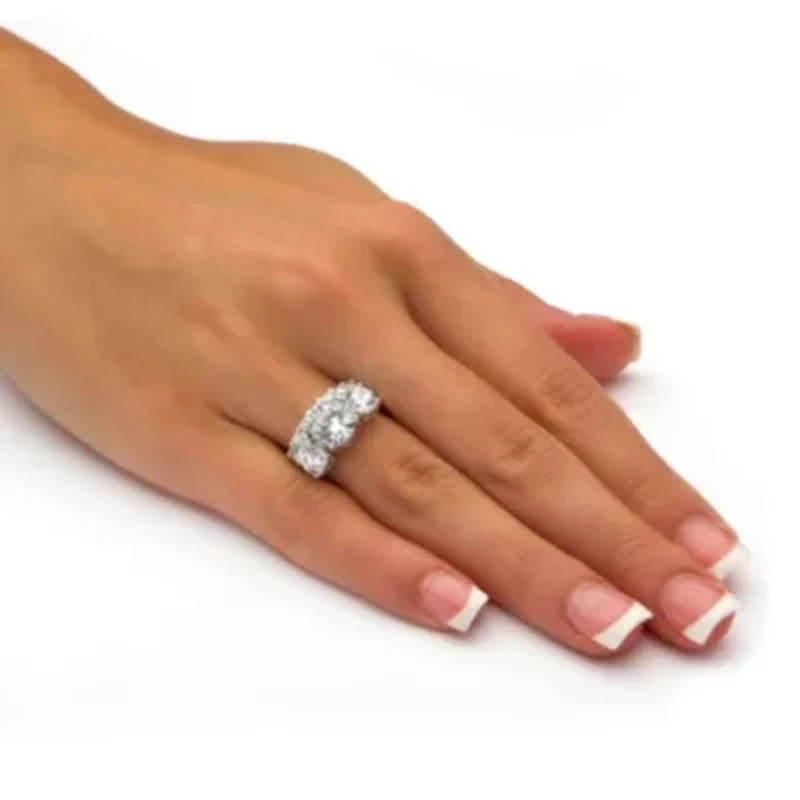 2 Piece 5.66 TCW CZ Bridal Ring Set Platinum-plated Sterling Silver