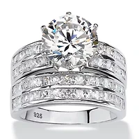 5.84 TCW Cubic Zirconia 2-Piece Platinum-plated Sterling Silver Bridal Ring Set