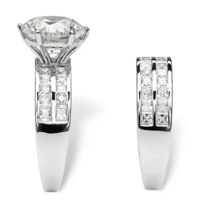 5.84 TCW Cubic Zirconia 2-Piece Platinum-plated Sterling Silver Bridal Ring Set