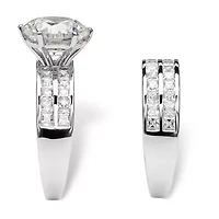 5.84 TCW Cubic Zirconia 2-Piece Platinum-plated Sterling Silver Bridal Ring Set