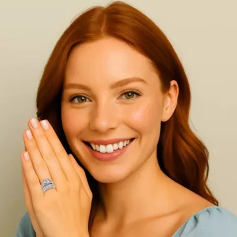 5.84 TCW Cubic Zirconia 2-Piece Platinum-plated Sterling Silver Bridal Ring Set