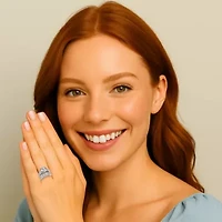 5.84 TCW Cubic Zirconia 2-Piece Platinum-plated Sterling Silver Bridal Ring Set