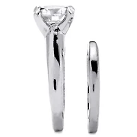 3 TCW Cubic Zirconia 2-Pc. Bridal Set Platinum-plated Sterling Silver