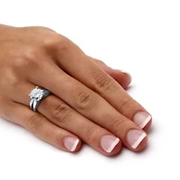 3 TCW Cubic Zirconia 2-Pc. Bridal Set Platinum-plated Sterling Silver