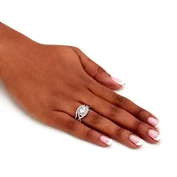 2.20 TCW CZ Two-Piece Halo Bridal Ring Set Platinum-plated Sterling Silver