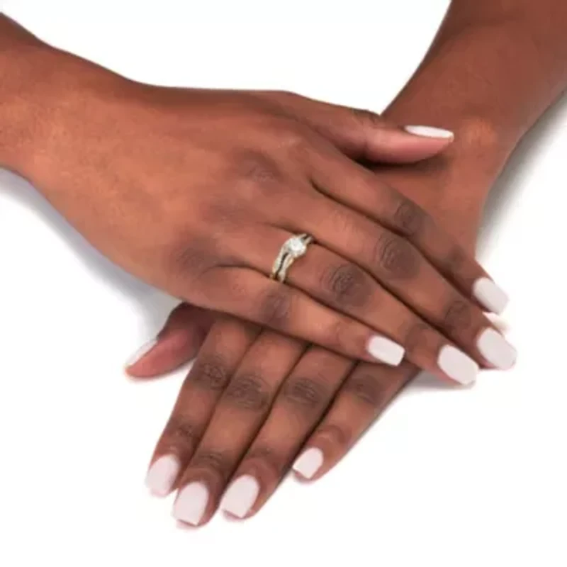 1.79 Cttw. 2-Piece 18k Gold .925 Sterling Silver Cubic Zirconia Wedding Ring Set