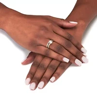 1.79 Cttw. 2-Piece 18k Gold .925 Sterling Silver Cubic Zirconia Wedding Ring Set
