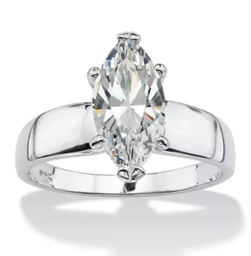 2.11 Cttw. Marquise-Cut Cubic Zirconia .925 Sterling Silver Solitaire Ring