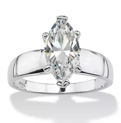 2.11 Cttw. Marquise-Cut Cubic Zirconia .925 Sterling Silver Solitaire Ring