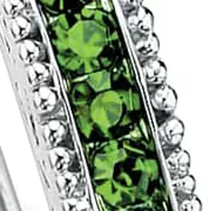 Round Birthstone Bangle Bracelet Silvertone
