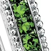 Round Birthstone Bangle Bracelet Silvertone