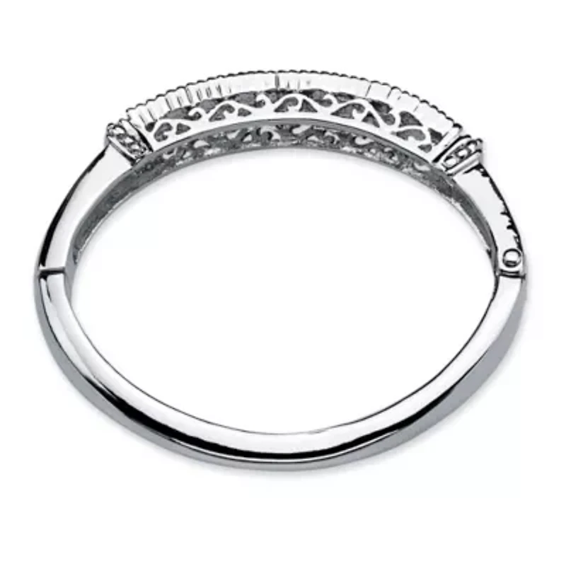 Round Birthstone Bangle Bracelet Silvertone