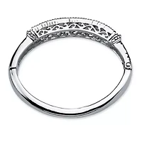 Round Birthstone Bangle Bracelet Silvertone