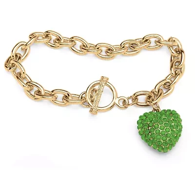 Birthstone Goldtone Heart Charm Bracelet