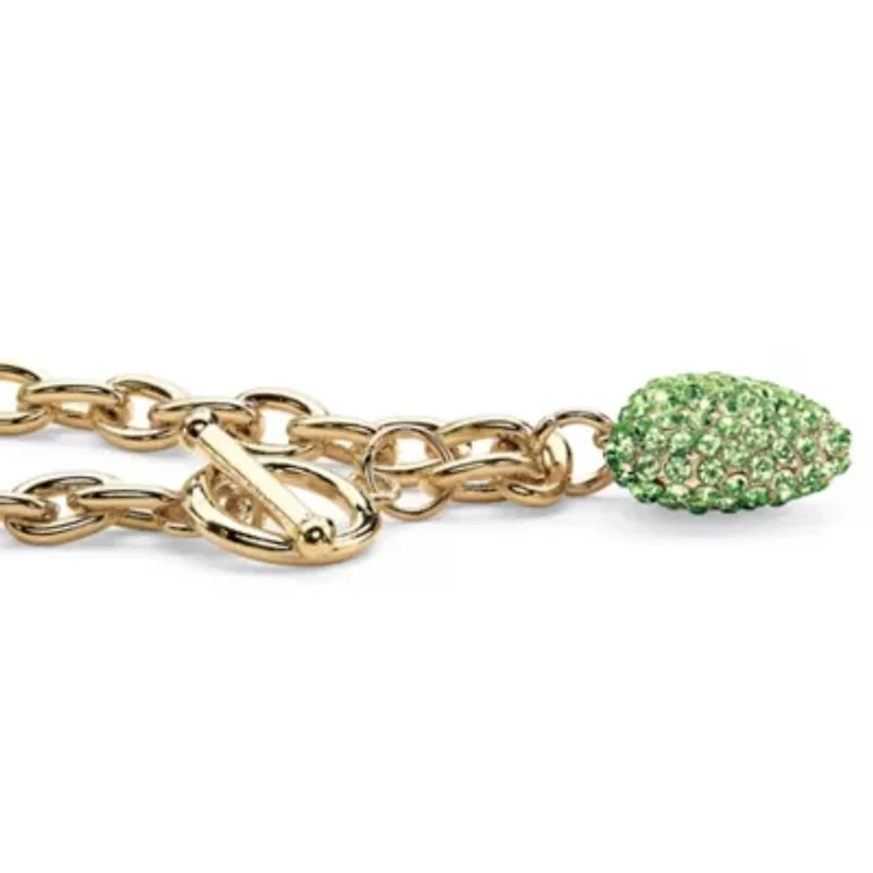 Birthstone Goldtone Heart Charm Bracelet