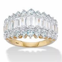 4.38 TCW Cubic Zirconia Gold-Plated Sterling Silver Engagement Ring