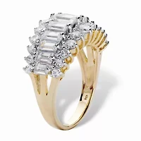 4.38 TCW Cubic Zirconia Gold-Plated Sterling Silver Engagement Ring