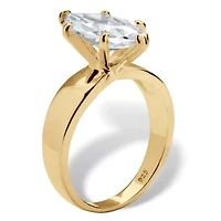2.11 Cttw. Marquise Cut Cubic Zirconia 14k Gold Plated Silver Engagement Ring