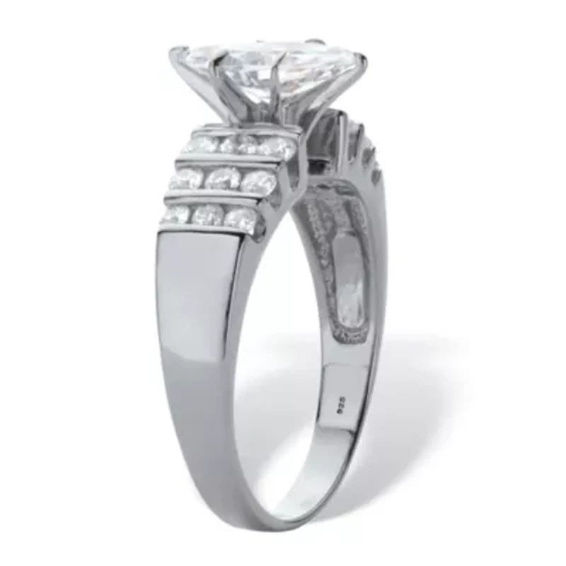 2.85 Cttw Marquise Cut Cubic Zirconia Ring Platinum Plated .925 Sterling Silver