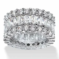 12.42 TCW Baguette-Cut Cubic Zirconia Platinum-plated Silver Eternity Ring