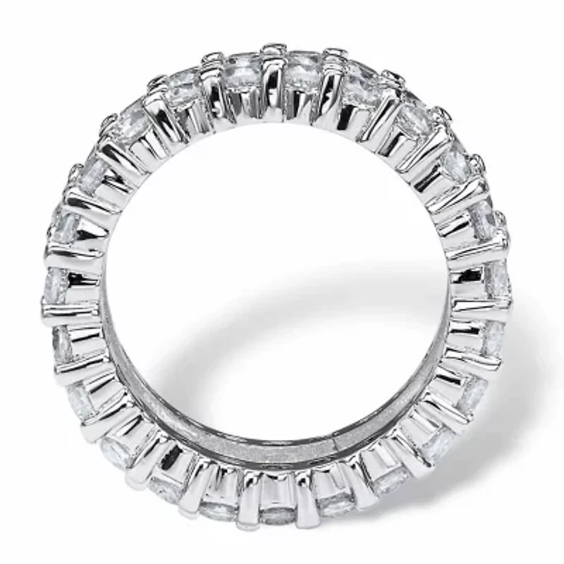 12.42 TCW Baguette-Cut Cubic Zirconia Platinum-plated Silver Eternity Ring