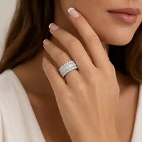 12.42 TCW Baguette-Cut Cubic Zirconia Platinum-plated Silver Eternity Ring