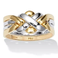 14k Yellow Gold-plated and Platinum-plated Endless Knot Puzzle Ring