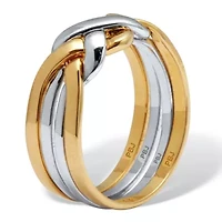 14k Yellow Gold-plated and Platinum-plated Endless Knot Puzzle Ring