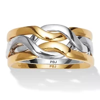 14k Gold-plated and Platinum-plated Two-tone Puzzle Ring