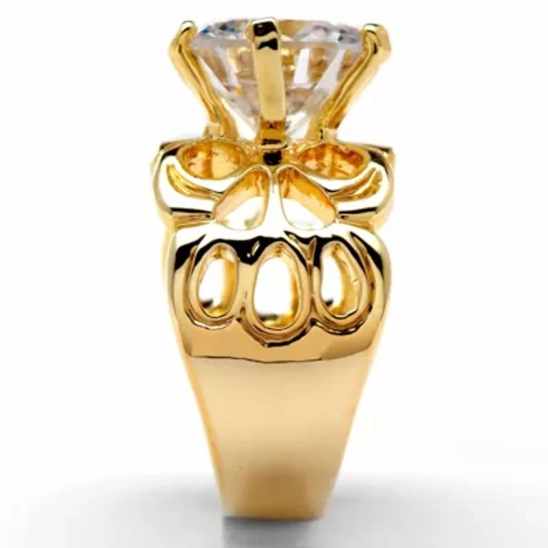 6 TCW Round Cubic Zirconia Gold-Plated Engagement Filigree Solitaire Ring