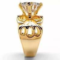 6 TCW Round Cubic Zirconia Gold-Plated Engagement Filigree Solitaire Ring