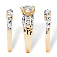 5.62 TCW Round Cubic Zirconia Bridal 14k Gold-Plated Silver 3 Piece Ring Set