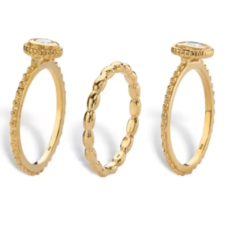 .62 TCW 18K Gold-plated Sterling Silver Stack 3 Piece Cubic Zirconia Ring Set