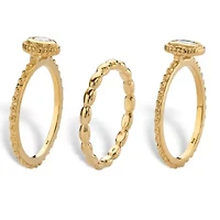 .62 TCW 18K Gold-plated Sterling Silver Stack 3 Piece Cubic Zirconia Ring Set