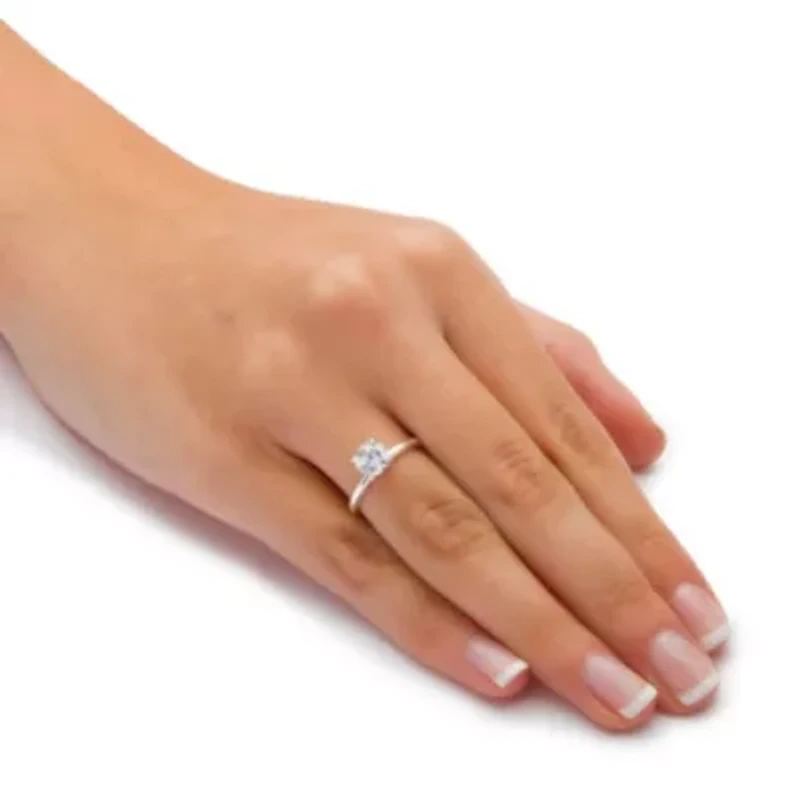 2.06 Cttw. Cubic Zirconia Sterling Silver Solitaire 2-Piece Wedding Ring Set