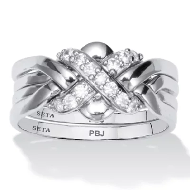 .27 TCW Round Cubic Zirconia Platinum-plated Puzzle Ring