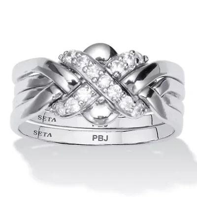 .27 TCW Round Cubic Zirconia Platinum-plated Puzzle Ring