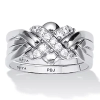 .27 TCW Round Cubic Zirconia Platinum-plated Puzzle Ring