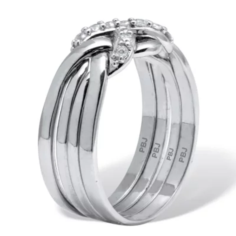 .27 TCW Round Cubic Zirconia Platinum-plated Puzzle Ring